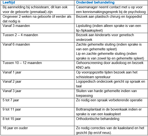 Behandelschema schisis